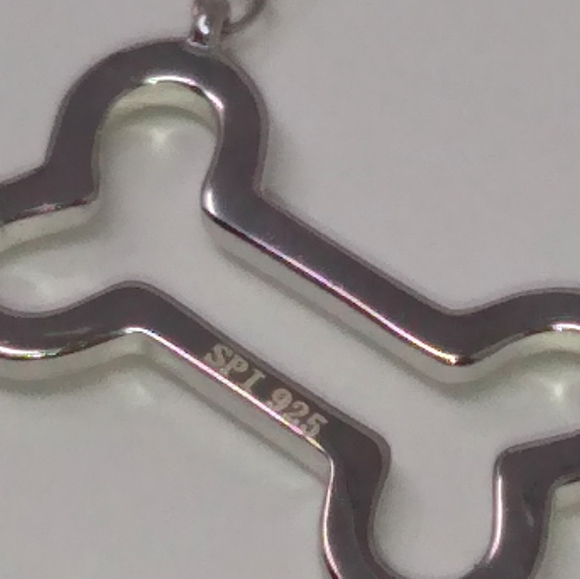 New sterling silver 925 dog paw print bone pendant double necklace - Picture 8 of 9